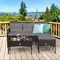 Costway 3PCS Patio Rattan Furniture Set 3-Seat Sofa Cushioned Table Garden Turqouise/Grey/Off White/Navy